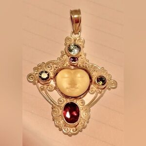 Gemstone,  Sterling, Moon Face Goddess Pendant